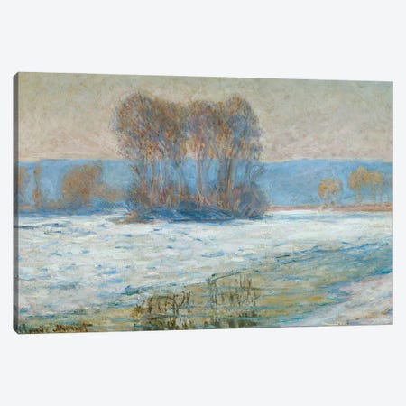 The Seine at Bennecourt, Winter  Canvas Print #BMN5211} by Claude Monet Canvas Artwork