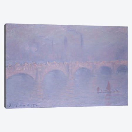 Waterloo Bridge, Hazy Sunshine  Canvas Print #BMN5212} by Claude Monet Canvas Artwork