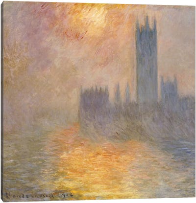 The Houses of Parliament, Sunset, 1904  Canvas Art Print - Claude Monet