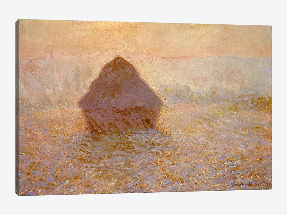 Haystacks, Sun in the Mist  by Claude Monet 1-piece Art Print