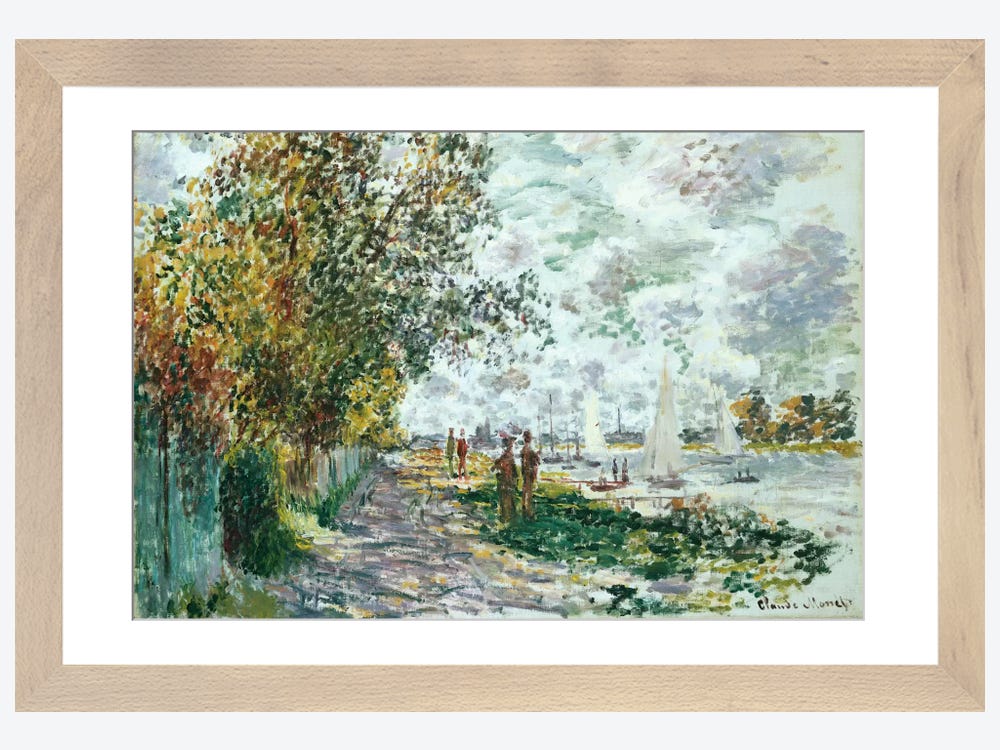 La Berge Monet du c.1875 Claude Petit-Gennevilliers, | Print - Canvas