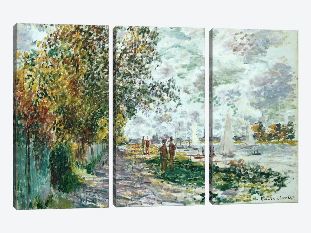 La Berge du Petit-Gennevilliers, c.1875  by Claude Monet 3-piece Canvas Art