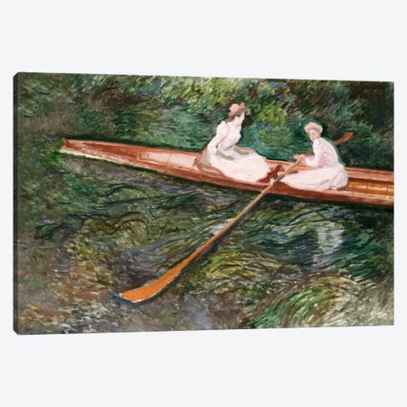 The Pink Rowing Boat  Canvas Print #BMN5226} by Claude Monet Canvas Wall Art