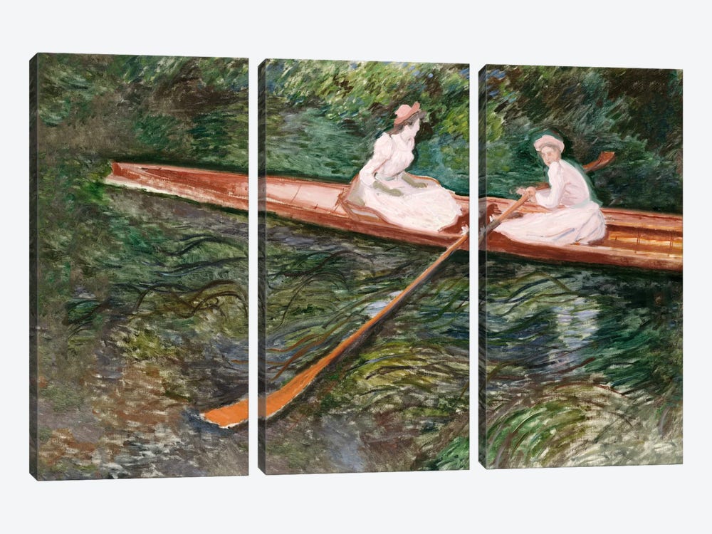 The Pink Rowing Boat  by Claude Monet 3-piece Canvas Art