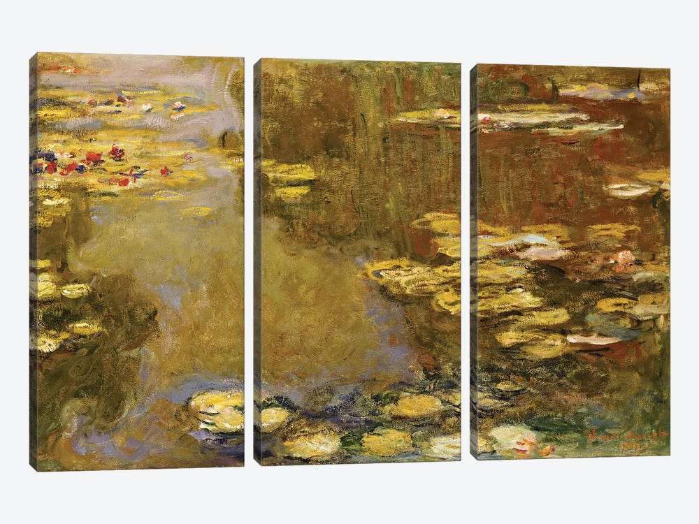 The Lily Pond  by Claude Monet 3-piece Canvas Art Print