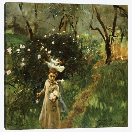 Gathering Flowers at Twilight  Canvas Print #BMN5235} by John Singer Sargent Canvas Print