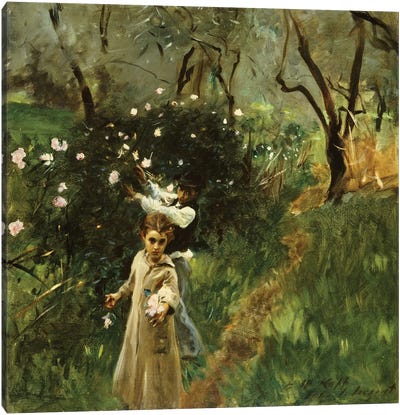 Gathering Flowers at Twilight  Canvas Art Print - John Singer Sargent 