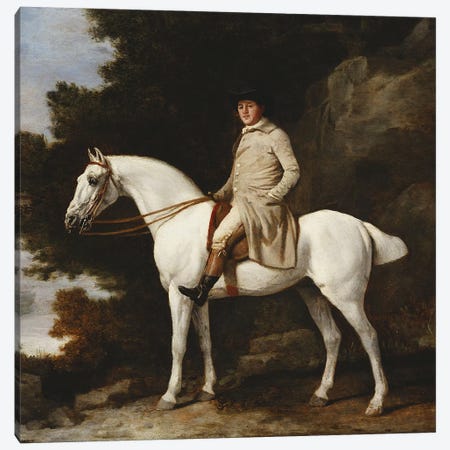 A Gentleman on a Grey Horse in a Rocky Wooded Landscape, 1781  Canvas Print #BMN5238} by George Stubbs Canvas Wall Art