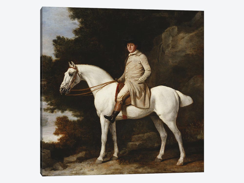 A Gentleman on a Grey Horse in a Rocky Wooded Landscape, 1781  by George Stubbs 1-piece Canvas Print