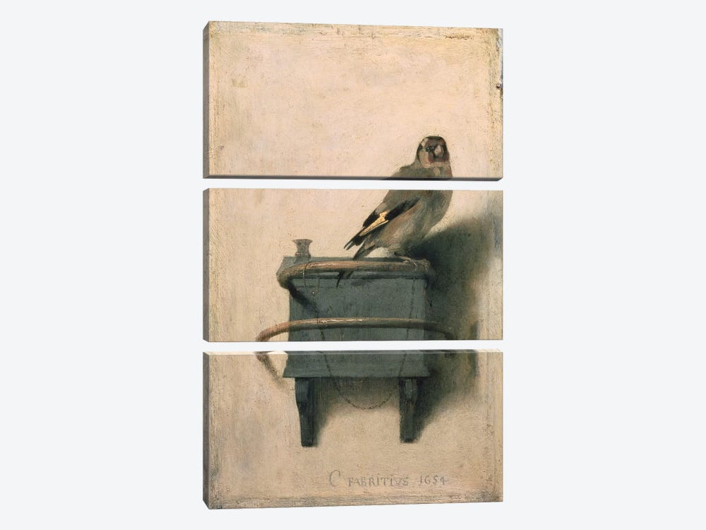 The Goldfinch, 1654  by Carel Fabritius 3-piece Canvas Wall Art