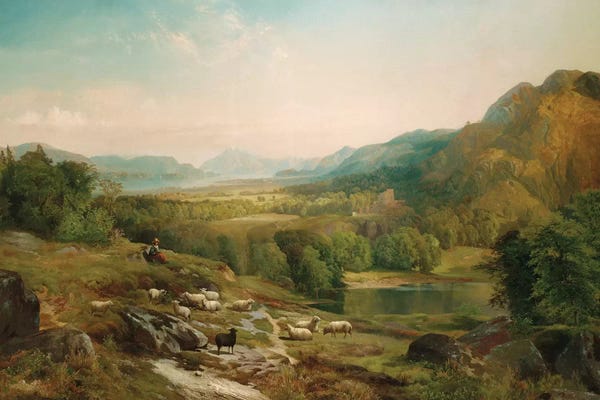 Hudson River School: Minding the Flock, c.1867  by Thomas Moran