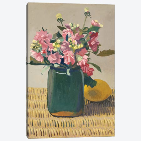A Bouquet of Flowers and a Lemon, 1924  Canvas Print #BMN5265} by Felix Edouard Vallotton Canvas Artwork
