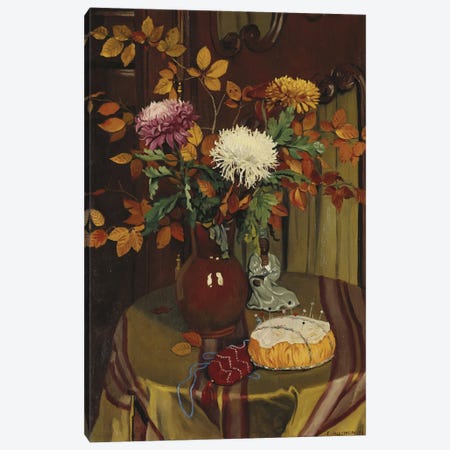 Chrysanthemums and Autumn Foliage, 1922  Canvas Print #BMN5267} by Felix Edouard Vallotton Canvas Art