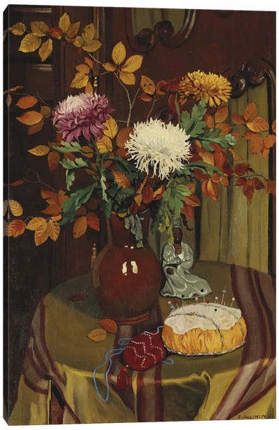 Chrysanthemums and Autumn Foliage, 1922  Canvas Art Print - Felix Vallotton
