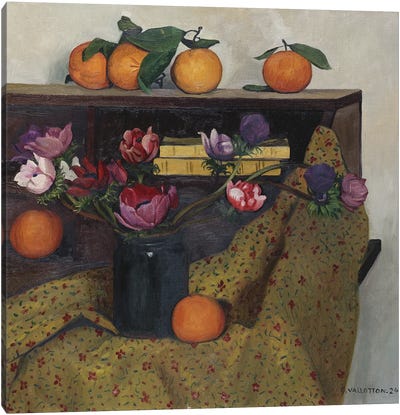 Anemones and Oranges, 1924  Canvas Art Print - Felix Vallotton