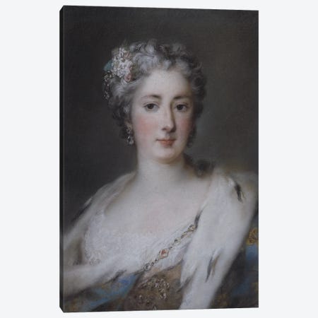Portrait of a lady in an ermine-trimmed robe  Canvas Print #BMN5274} by Rosalba Giovanna Carriera Canvas Print