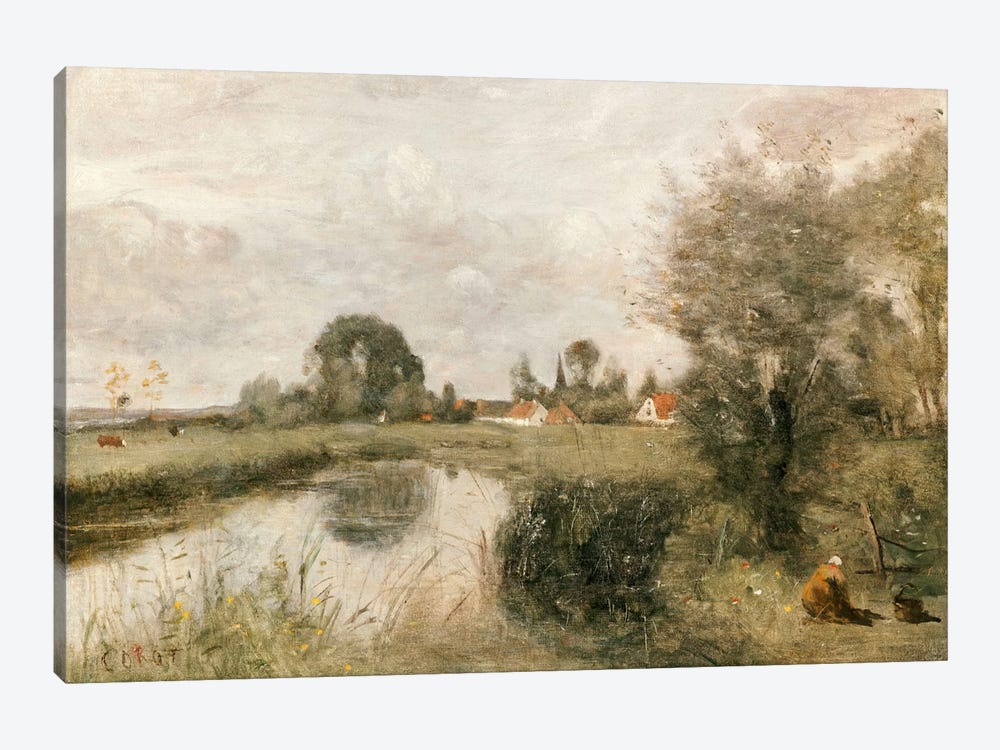 View of Arleux from the Marshes of Palluel, 1873  by Jean-Baptiste-Camille Corot 1-piece Art Print
