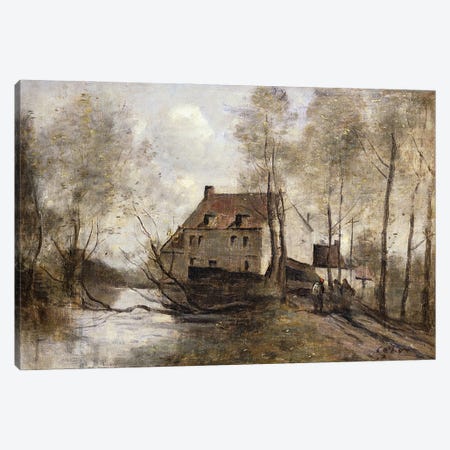 Le Moulin Brule, Planque, near Douai  Canvas Print #BMN5282} by Jean-Baptiste-Camille Corot Canvas Art Print