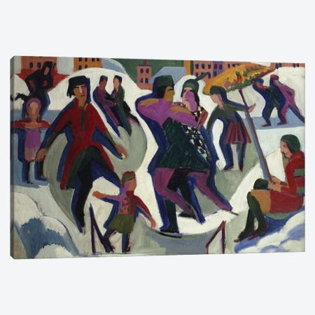 Ice Skating Rink with Skaters, 1925  Canvas Print #BMN5284} by Ernst Ludwig Kirchner Canvas Wall Art