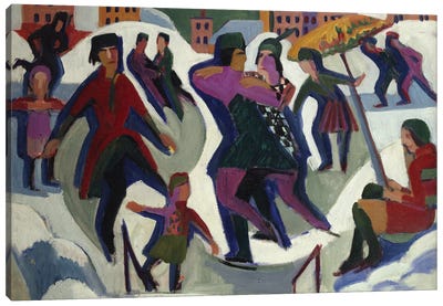 Ice Skating Rink with Skaters, 1925  Canvas Art Print