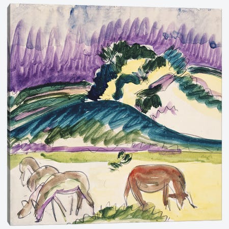 Cows in the Pasture by the Dunes, 1913  Canvas Print #BMN5288} by Ernst Ludwig Kirchner Art Print
