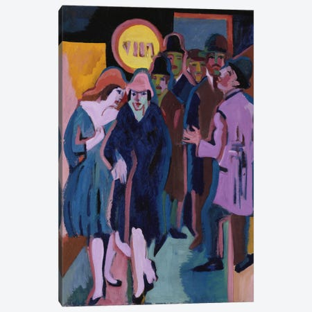 A Night-time Street Scene, 1925  Canvas Print #BMN5289} by Ernst Ludwig Kirchner Art Print