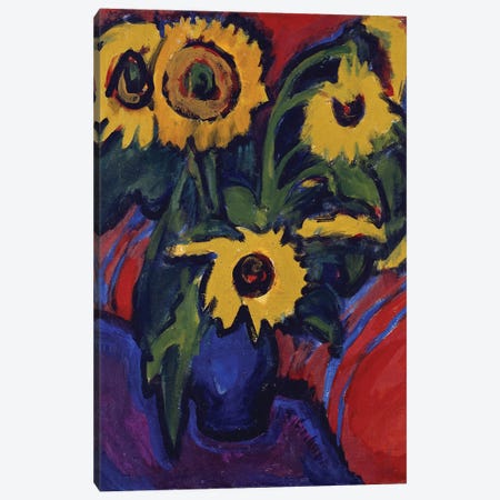 Sunflowers, 1909-18  Canvas Print #BMN5293} by Ernst Ludwig Kirchner Canvas Wall Art
