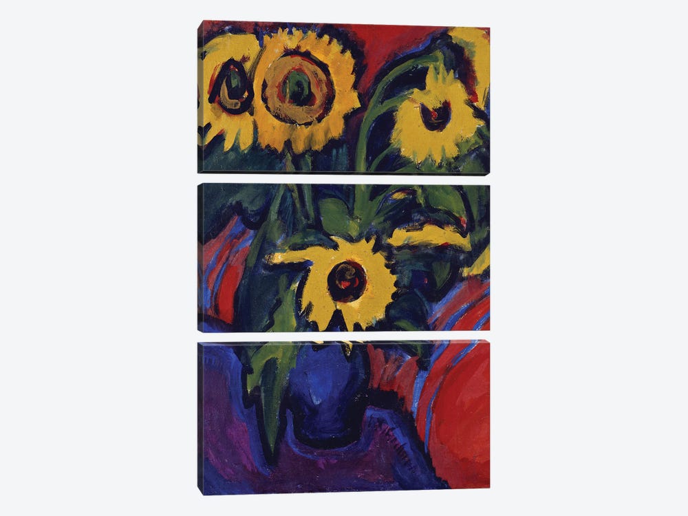 Sunflowers, 1909-18  by Ernst Ludwig Kirchner 3-piece Canvas Art