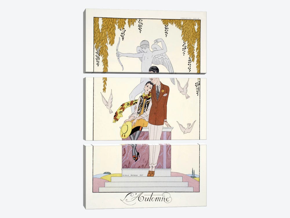 Autumn, from 'Falbalas & Fanfreluches, Almanach des Modes Présentes 3-piece Canvas Print