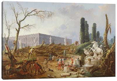 Tree Felling in the Garden of Versailles around the Baths of Apollo, 1775-77  Canvas Art Print