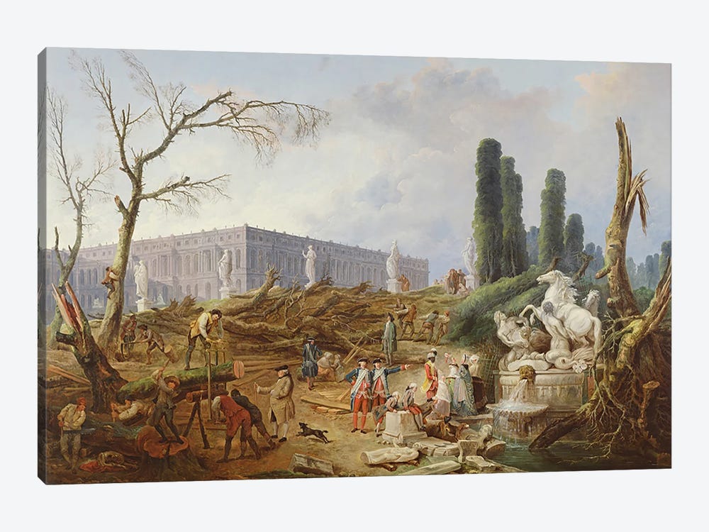Tree Felling in the Garden of Versailles around the Baths of Apollo, 1775-77  1-piece Canvas Wall Art