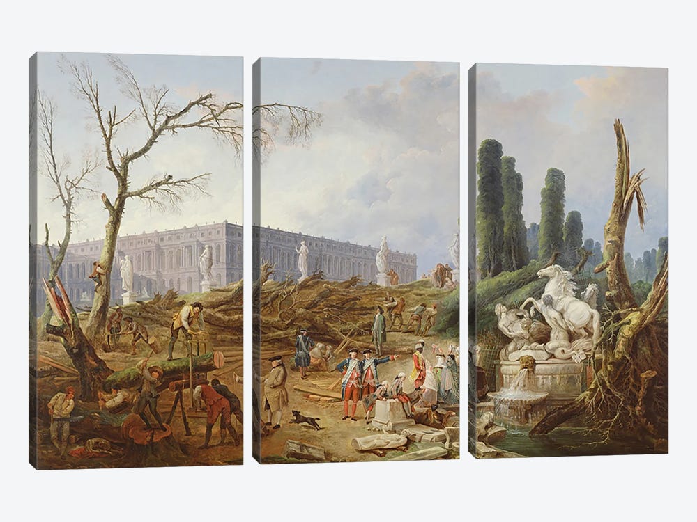 Tree Felling in the Garden of Versailles around the Baths of Apollo, 1775-77  3-piece Canvas Artwork