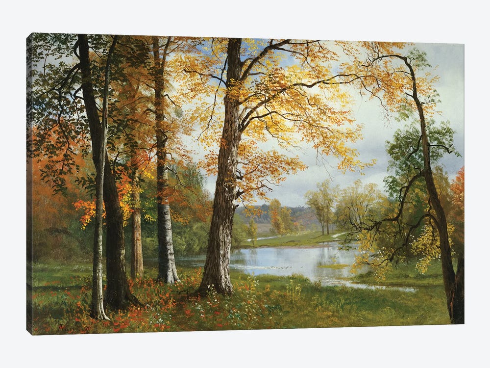 A Quiet Lake  by Albert Bierstadt 1-piece Canvas Art Print