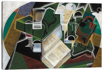 Book, Pipe and Glasses, 1915  Canvas Art Print - Cubism Art