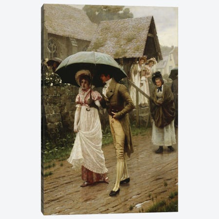 A Wet Sunday Morning, 1896  Canvas Print #BMN5324} by Edmund Blair Leighton Art Print