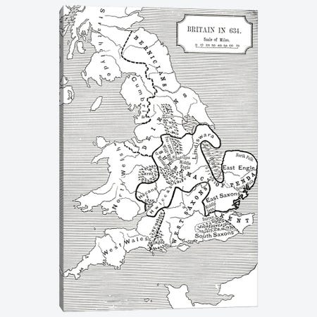 Britain In 634, The Northumbrian Kingdom 588 To 685, A Short History of the English People Canvas Print #BMN5327} by English School Canvas Print