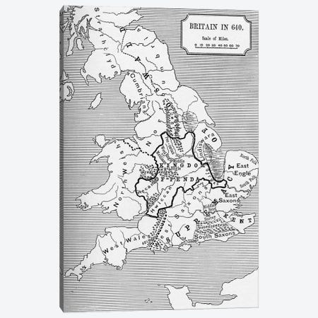 Britain In 640, The Northumbrian Kingdom 588 To 685, A Short History of the English People Canvas Print #BMN5328} by English School Canvas Art