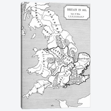Britain In 665, The Northumbrian Kingdom 588 To 685, A Short History of the English People Canvas Print #BMN5329} by English School Canvas Wall Art