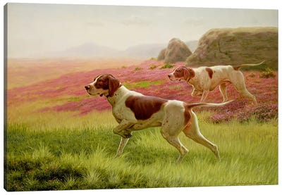 Pointers in a Landscape, 19th century Canvas Art Print - German Shorthaired Pointers
