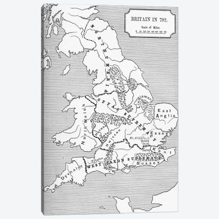 Britain In 792, The Three Kingdoms 685 To 828, A Short History of the English People Canvas Print #BMN5330} by English School Canvas Print