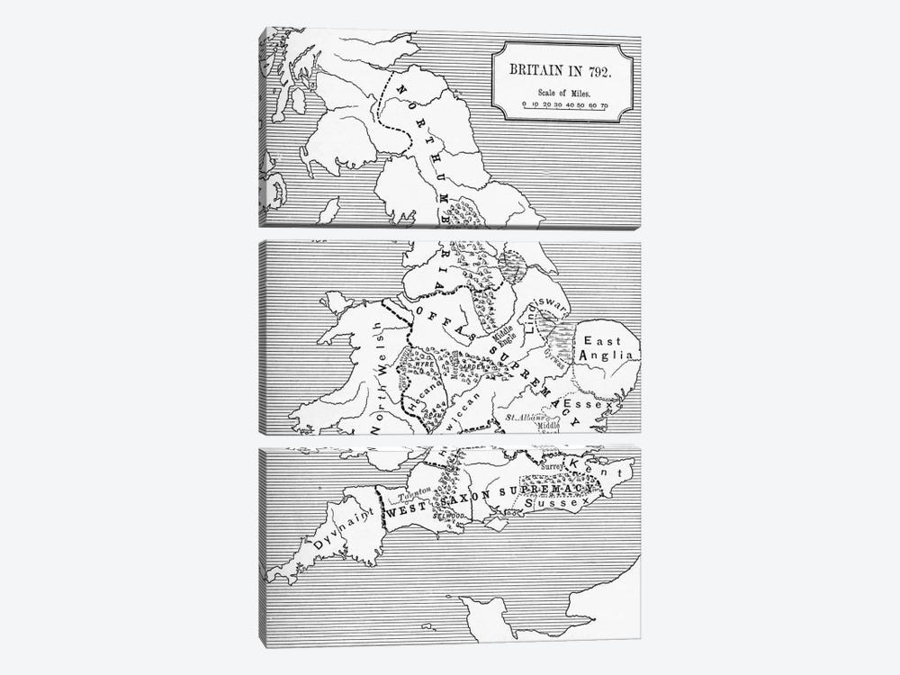 Britain In 792, The Three Kingdoms 685 To 828, A Short History of the English People by English School 3-piece Canvas Artwork