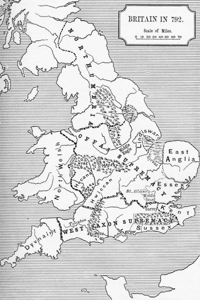 Vintage & Retro: Britain In 792, The Three Kingdoms 685 To 828, A Short History of the English People by English School