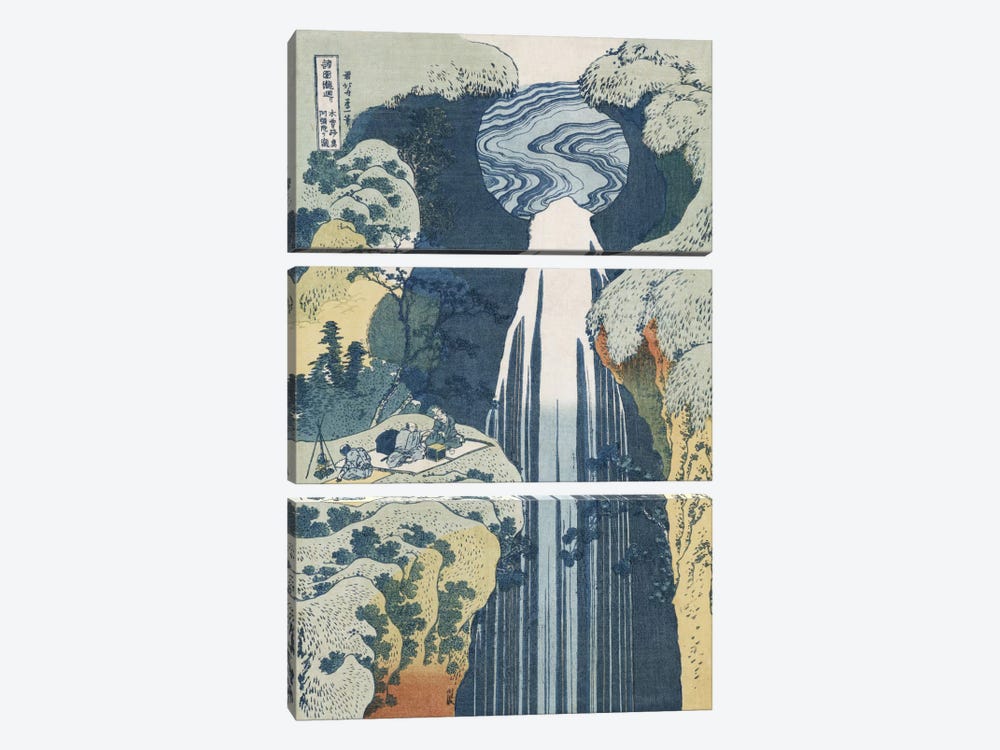 Amida Waterfall on the Kiso Highway, from the series 'A Journey to the Waterfalls of all the Provinces'  by Katsushika Hokusai 3-piece Canvas Art Print