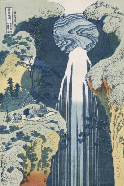 Ukiyo-e: Amida Waterfall on the Kiso Highway, from the series 'A Journey to the Waterfalls of all the Provinces'  by Katsushika Hokusai