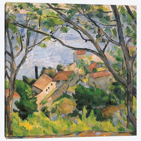 View of L'Estaque Through the Trees, 1879  Canvas Print #BMN5344} by Paul Cezanne Art Print
