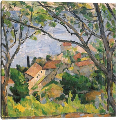 View of L'Estaque Through the Trees, 1879  Canvas Art Print - Paul Cezanne