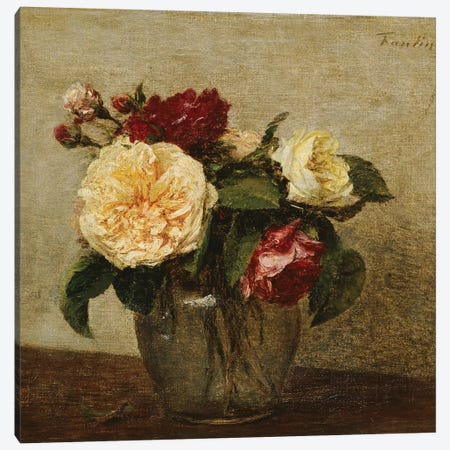 Red and Yellow Roses, 1879  Canvas Print #BMN5359} by Ignace Henri Jean Theodore Fantin-Latour Art Print