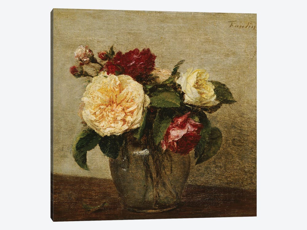 Red and Yellow Roses, 1879  by Ignace Henri Jean Theodore Fantin-Latour 1-piece Canvas Art Print