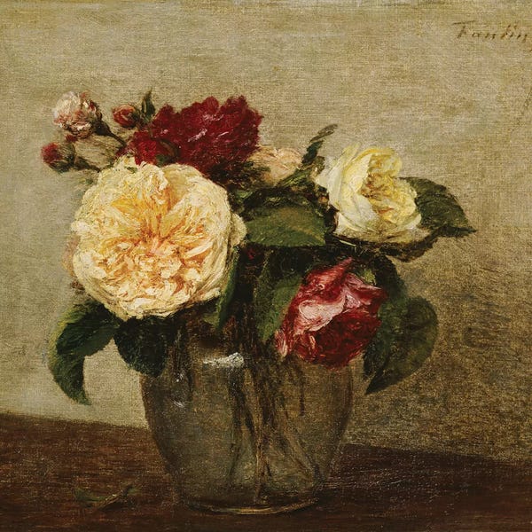 Pottery Still Life: Red and Yellow Roses, 1879  by Ignace Henri Jean Theodore Fantin-Latour