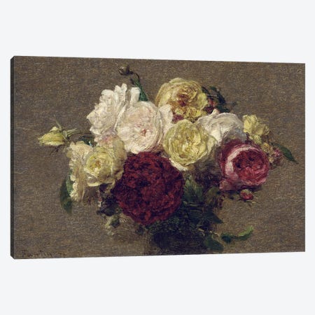 Bouquet of Roses, 1879  Canvas Print #BMN5361} by Ignace Henri Jean Theodore Fantin-Latour Canvas Wall Art